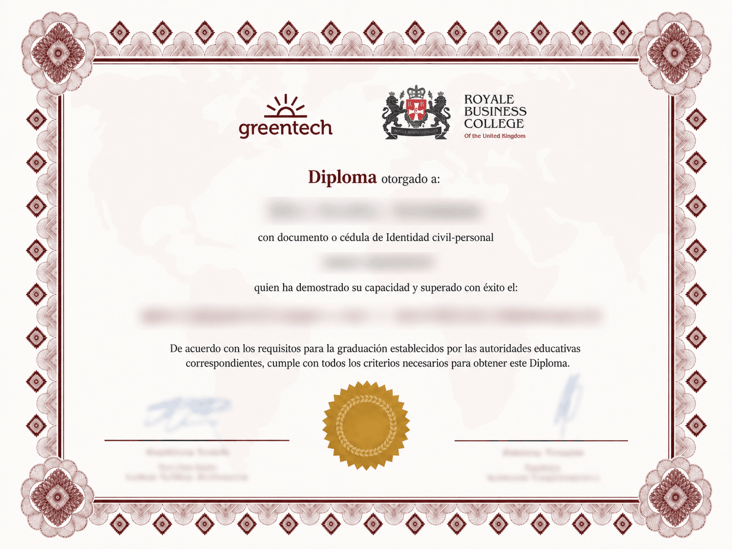 ejemplo certificado royale